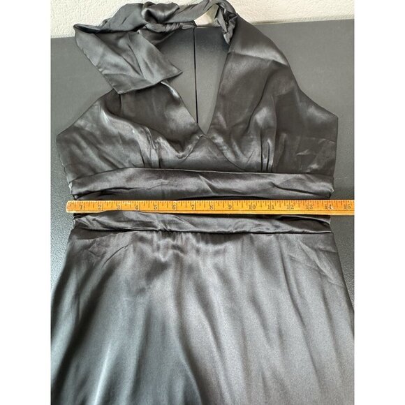 Shein MOD Backless Halter Dress Womens L Black‎ Satin - Picture 8 of 10
